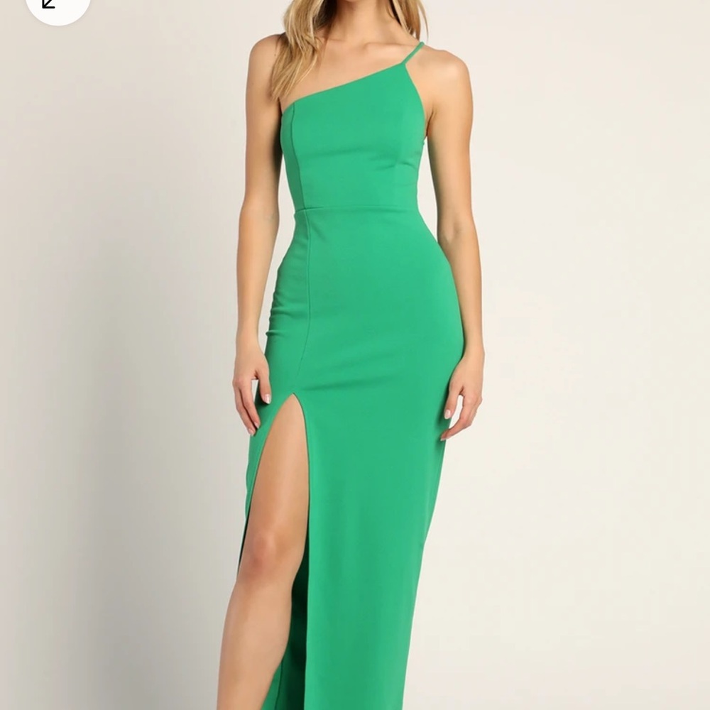 Lulus Keeper of My Heart Green One-Shoulder Maxi Dress